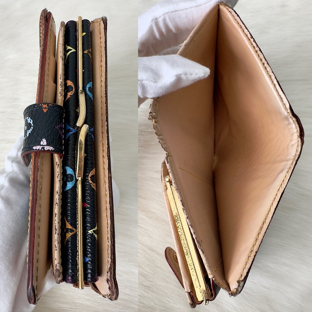 ✨LOUIS VUITTON Black Multicolor Viennois Portefeuille French Purse Wallet M92988 - Picture 6 of 16